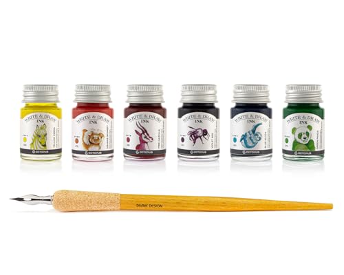 Octopus Write and Draw Ink Set Carnival, Schreib- und Zeichentusche, 6 x 10 ml mit Schreibfeder von Octopus