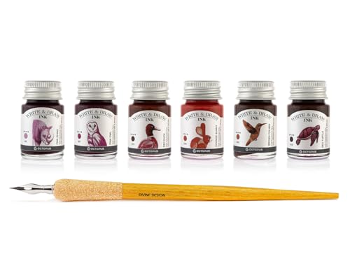 Octopus Write and Draw Ink Set Desert, Schreib- und Zeichentusche, 6 x 10 ml mit Schreibfeder von Octopus