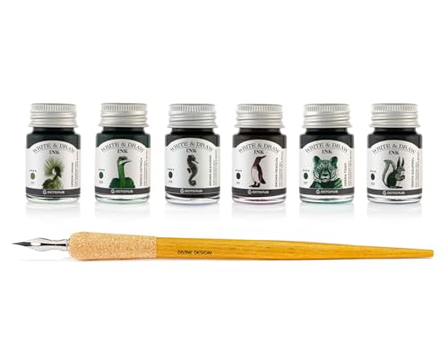 Octopus Write and Draw Ink Set Forest, Schreib- und Zeichentusche, 6 x 10 ml mit Schreibfeder von Octopus