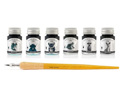 Octopus Write and Draw Ink Set Mountain, Schreib- und Zeichentusche, 6 x 10 ml mit Schreibfeder von Octopus