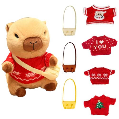 Ocuuer DIY Cartoon Capybara Puppen mit Kleidung und Tasche Kawaii Capybara Spielzeug Capybara Gefüllte Plüschtiere Home Room Decor von Ocuuer