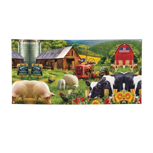 Geburtstagsparty-Banner, Themenspiele, Partyzubehör – ideal für Halloween und Weihnachten, Bauernhoftiere von OdDdot