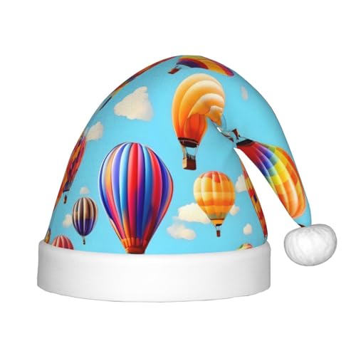 OdDdot Heißluftballons drucken Plüsch Santa Hüte, Weihnachten Santa Hat,Xmas Hut für Kinder Jahre Kinder Weihnachten Party Favors von OdDdot