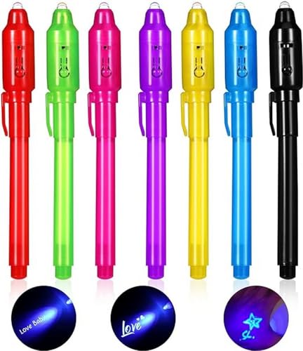 Oderra 7 Stück Geheimstift Kinder mit UV licht Zauberstifte | Unsichtbar schreiben | Kindergeburtstag gastgeschenke, 1 Stück (7er Pack) von Oderra