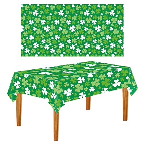 Odot 2 Stück St.Patrick's Day Tischdecke Rechteckig Wasserdicht Einweg Tischdecke Dekorative für Irish Party Accessoires Grünes Lucky Kleeblatt Muster Tischdecken (Stil A,137x274cm) von Odot