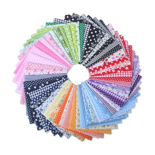 Odot 56 Stück 10/25cm DIY Handgefertigte Stoff, Stoffe Zum Nähen Patchwork Stoffe Paket Freischneiden, Farbe Nähen Kinder Kratzfester Bündchenstoff (56 Farben,10x10cm) von Odot