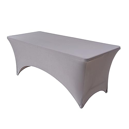 Odot Elasthan Tischdecke 4ft 6ft 8ft, Polyester Rechteckige Tischdecke Dehnbare Tischdecke, Waschbar Tischtuch für Hochzeit, Party, Küche Dekoration (4ft-122x76x76cm,Silber grau) von Odot