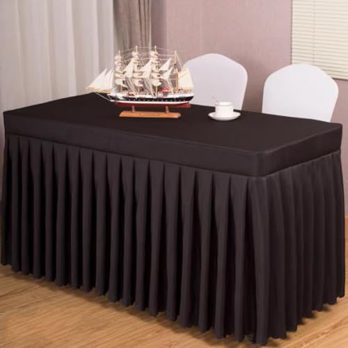 Odot Party Deko Tischrock, Tischröcke Für Babyparty Wiederverwendbare Tischdekoration Waschbare Tischdecke für Hochzeit, Bankette, Messen, Partys und Events (120 * 40 * 75cm,Schwarz) von Odot