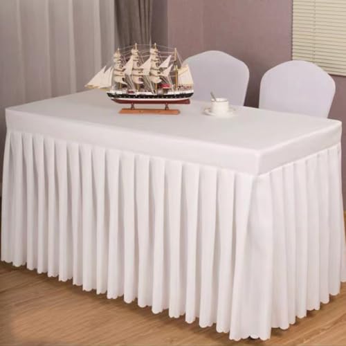 Odot Party Deko Tischrock, Tischröcke Für Babyparty Wiederverwendbare Tischdekoration Waschbare Tischdecke für Hochzeit, Bankette, Messen, Partys und Events (120 * 40 * 75cm,Weiß) von Odot