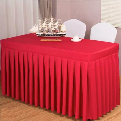 Odot Party Deko Tischrock, Tischröcke Für Babyparty Wiederverwendbare Tischdekoration Waschbare Tischdecke für Hochzeit, Bankette, Messen, Partys und Events (120 * 40 * 75cm,rot) von Odot