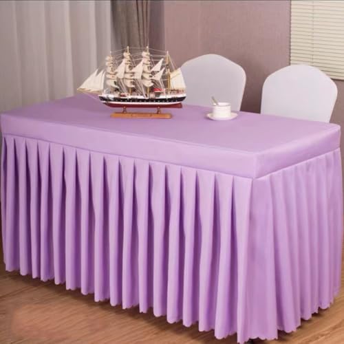 Odot Party Deko Tischrock, Tischröcke Für Babyparty Wiederverwendbare Tischdekoration Waschbare Tischdecke für Hochzeit, Bankette, Messen, Partys und Events (120 * 45 * 75cm,Hellviolett) von Odot