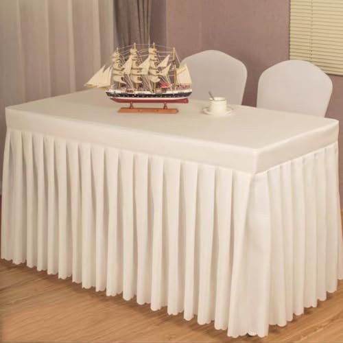 Odot Party Deko Tischrock, Tischröcke Für Babyparty Wiederverwendbare Tischdekoration Waschbare Tischdecke für Hochzeit, Bankette, Messen, Partys und Events (140 * 40 * 75cm,beige) von Odot