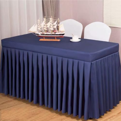 Odot Party Deko Tischrock, Tischröcke Für Babyparty Wiederverwendbare Tischdekoration Waschbare Tischdecke für Hochzeit, Bankette, Messen, Partys und Events (160 * 40 * 75cm,Marineblau) von Odot