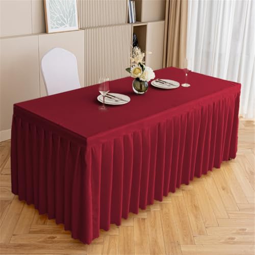 Odot Party Deko Tischrock, Tischröcke Für Babyparty Wiederverwendbare Tischdekoration Waschbare Tischdecke für Hochzeit, Messen, Bankette, Partys und Events (120 * 40 * 75cm,Rot) von Odot