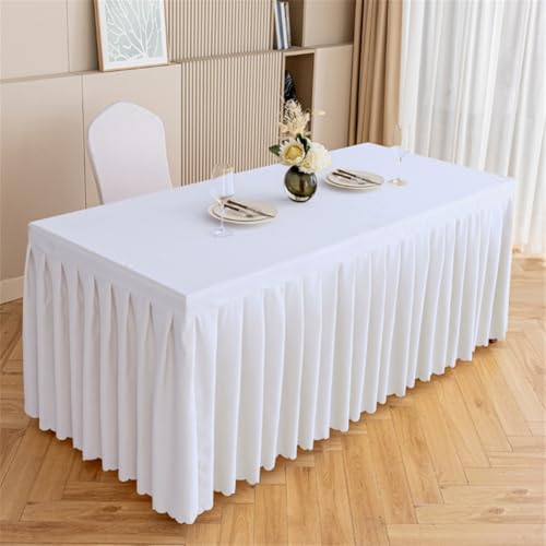 Odot Party Deko Tischrock, Tischröcke Für Babyparty Wiederverwendbare Tischdekoration Waschbare Tischdecke für Hochzeit, Messen, Bankette, Partys und Events (120 * 40 * 75cm,Weiß) von Odot