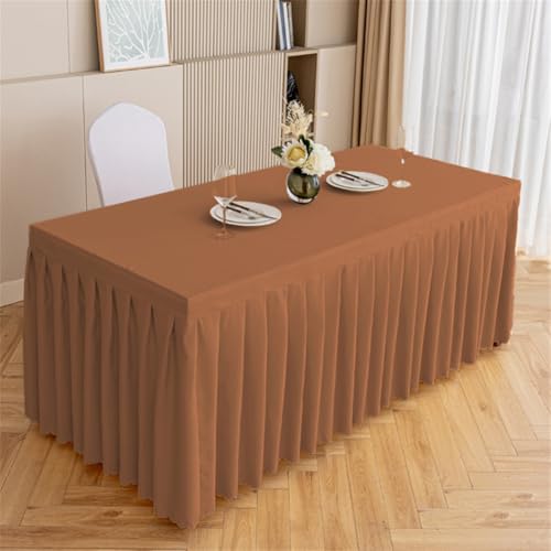 Odot Party Deko Tischrock, Tischröcke Für Babyparty Wiederverwendbare Tischdekoration Waschbare Tischdecke für Hochzeit, Messen, Bankette, Partys und Events (120 * 45 * 75cm,Braun) von Odot