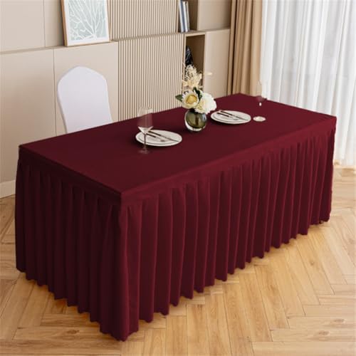 Odot Party Deko Tischrock, Tischröcke Für Babyparty Wiederverwendbare Tischdekoration Waschbare Tischdecke für Hochzeit, Messen, Bankette, Partys und Events (Burgund,120 * 40 * 75cm) von Odot