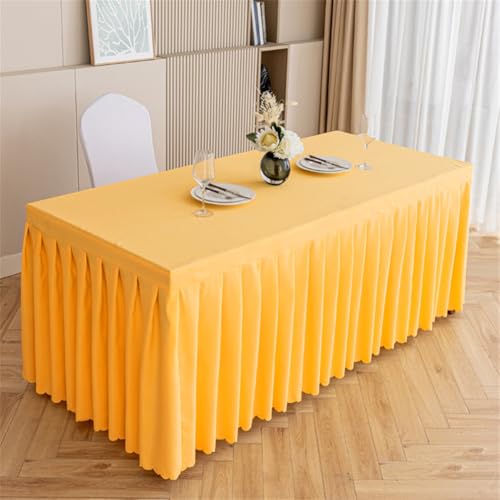 Odot Party Deko Tischrock, Tischröcke Für Babyparty Wiederverwendbare Tischdekoration Waschbare Tischdecke für Hochzeit, Messen, Bankette, Partys und Events (Gelb,120 * 40 * 75cm) von Odot