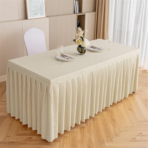 Odot Party Deko Tischrock, Tischröcke Für Babyparty Wiederverwendbare Tischdekoration Waschbare Tischdecke für Hochzeit, Messen, Bankette, Partys und Events (Hellbeige,120 * 45 * 75cm) von Odot