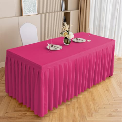 Odot Party Deko Tischrock, Tischröcke Für Babyparty Wiederverwendbare Tischdekoration Waschbare Tischdecke für Hochzeit, Messen, Bankette, Partys und Events (rosarot,140 * 40 * 75cm) von Odot