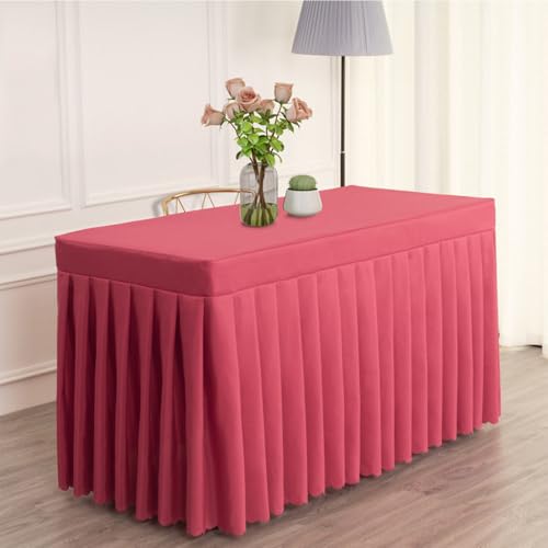 Odot Party Deko Tischrock Rechteck, Tischröcke Für Babyparty Waschbare und Wiederverwendbare Tischdekoration Tischdecke für Hochzeit, Bankette und Events (160 * 60 * 75cm,Rouge) von Odot