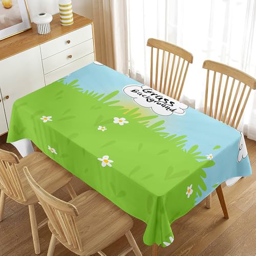 Odot Tischdecke Abwaschbar, Osterstil Tischdecken Abwaschbare Tischdecke Rechteckig Table Cloth Quadratisch Für Geburtstag Party (Rasen,100x140cm) von Odot