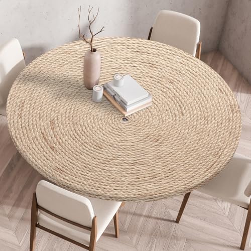 Odot Tischdecke Abwaschbar Rund 100cm, Elastisch Lotuseffekt Tischdecke Outdoor 3D-Druck Tischdecken Table Cloth für Garten Restaurant, Ideal für 90cm-95cm von Odot