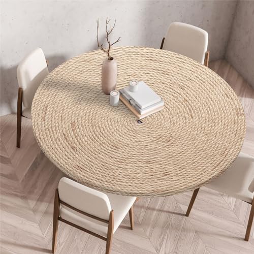 Odot Tischdecke Abwaschbar Rund 90cm, Elastisch Lotuseffekt Tischdecke Outdoor 3D-Druck Tischdecken Table Cloth für Garten Restaurant, Ideal für 80cm-85cm von Odot