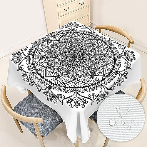 Odot Tischdecke Abwaschbar für Quadrat Tische, Tischtuch Pflegeleicht Fleckschutz Wasserabweisend Polyester tischdecken für Küche Esstisch Mandala Dekoratio 140x140 cm von Odot