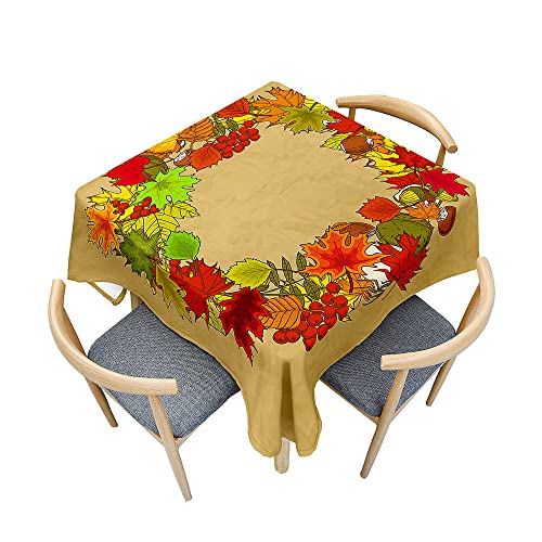 Odot Tischdecke Quadratisch Wasserdicht Polyester, Pflegeleicht Fleckschutz Abwaschbar 3D-Ahornblattdruck Rechteckig Tischdecke für Garten Küche Dekoration (150x150cm,Herbst 5) von Odot