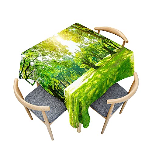 Odot Tischdecke Quadratisch Wasserdicht Polyester, Pflegeleicht Fleckschutz Abwaschbar 3D Grüner Walddruck Rechteckig Tischdecke für Home Küche Dekoration (60x60cm,Garten) von Odot