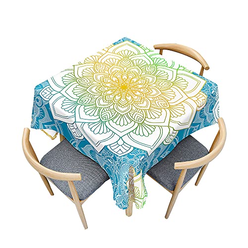 Odot Tischdecke Quadratisch Wasserdicht Polyester, Pflegeleicht Fleckschutz Abwaschbar 3D-Mandala-Druck Rechteckig Tischdecke für Home Küche Dekoration (Farbverlauf,150x150cm) von Odot