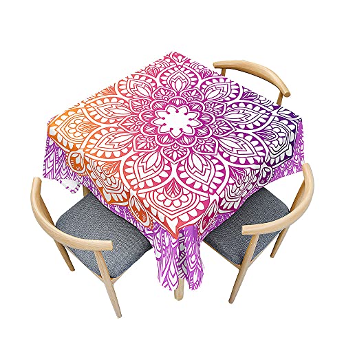 Odot Tischdecke Quadratisch Wasserdicht Polyester, Pflegeleicht Fleckschutz Abwaschbar 3D-Mandala-Druck Rechteckig Tischdecke für Home Küche Dekoration (rosarot,120x120cm) von Odot