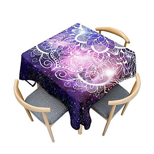 Odot Tischdecke Quadratisch Wasserdicht Polyester, Pflegeleicht Fleckschutz Abwaschbar 3D-Mandala-Druck Rechteckig Tischdecke für Home Küche Dekoration (sternenklarer Himmel,100x100cm) von Odot