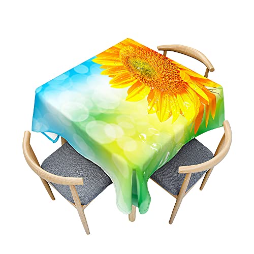 Odot Tischdecke Quadratisch Wasserdicht Polyester, Pflegeleicht Fleckschutz Abwaschbar 3D-Sonnenblumendruck Rechteckig Tischdecke für Home Küche Dekoration (60x60cm,Fantasie-Sonnenblume) von Odot