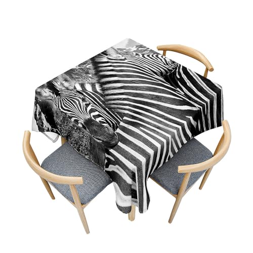 Odot Tischdecke Quadratisch Wasserdicht Polyester, Pflegeleicht Fleckschutz Abwaschbar 3D-Zebra-Tierdruck Rechteckig Tischdecke für Home Küche Couchtisch Dekoration (90x90cm,110) von Odot