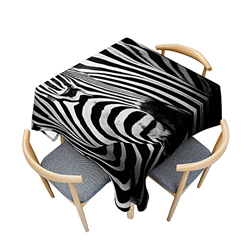 Odot Tischdecke Quadratisch Wasserdicht Polyester, Pflegeleicht Fleckschutz Abwaschbar 3D-Zebra-Tierdruck Rechteckig Tischdecke für Home Küche Dekoration (Schwarz und weiß,100x100cm) von Odot