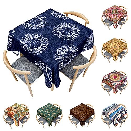 Odot Tischdecke Quadratisch Wasserdicht Polyester, Pflegeleicht Fleckschutz Abwaschbar Böhmisches Mandala Rechteckig Tischdecke für Home Küche Couchtisch Dekoration (Löwenzahn,120x120cm) von Odot