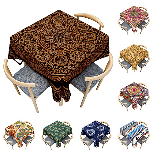 Odot Tischdecke Quadratisch Wasserdicht Polyester, Pflegeleicht Fleckschutz Abwaschbar Böhmisches Mandala Rechteckig Tischdecke für Home Küche Couchtisch Dekoration (rundes Mandala,120x120cm) von Odot