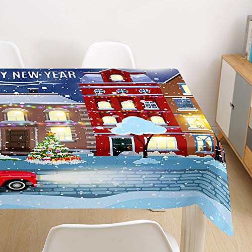 Oduo 3D Weihnachten Tischdecke Rechteckig Wasserdicht Fleckschutz Ölfest, Pflegeleicht Abwaschbar Outdoor Garten Deko Mehrzweck Farbe & Größe Wählbar (Weihnachtshotel,60x60cm) von Oduo