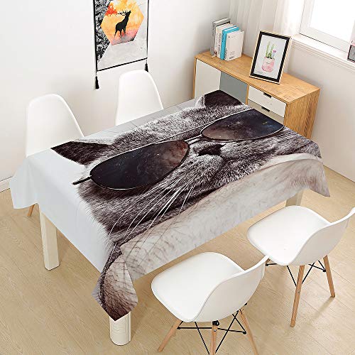 Oduo Tischdecke Wasserdicht Polyester Rechteckig, 3D-Katze Bedruckte Tischdecke Pflegeleicht Fleckschutz Ölfest Abwaschbar Outdoor Garten Deko Farbe & Größe Wählbar (grau,100x140cm) von Oduo