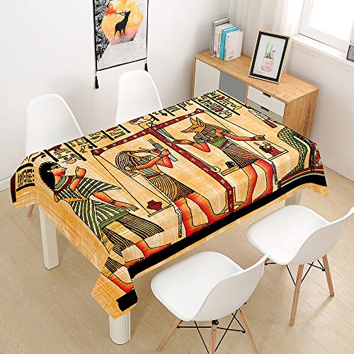 Oduo Tischdecke Wasserdicht Polyester Rechteckig, 3D Tribal Art Muster Tischdecke Abwaschbar Pflegeleicht Fleckschutz Indoor Küche Outdoor Garten Deko (Ägyptische Schrift,100x140cm) von Oduo