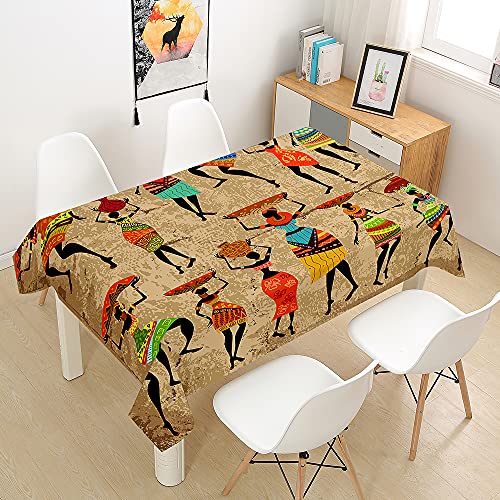 Tischdecke Wasserdicht Polyester Rechteckig, Oduo 3D Tribal Art Muster Tischdecke Abwaschbar Pflegeleicht Fleckschutz Indoor Küche Outdoor Garten Deko (Afrikanischer Stamm,140x140cm) von Oduo