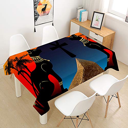 Oduo Tischdecke Wasserdicht Polyester Rechteckig, 3D Tribal Art Muster Tischdecke Abwaschbar Pflegeleicht Fleckschutz Indoor Küche Outdoor Garten Deko (Schwarzer Gepard,100x140cm) von Oduo