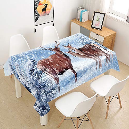 Oduo Tischdecke Wasserdicht Polyester Rechteckig, Elchdruck Bedruckte Tischdecke Pflegeleicht Fleckschutz Ölfest Abwaschbar Garten Deko Farbe & Größe Wählbar (3D Schneeflocke,140x160cm) von Oduo