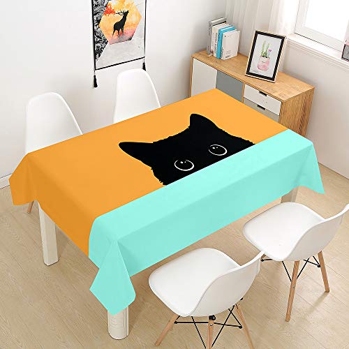 Oduo Tischdecke Wasserdicht Polyester Rechteckig, Katze Bedruckte Tischdecke Pflegeleicht Fleckschutz Ölfest Abwaschbar Outdoor Garten Deko Farbe & Größe Wählbar (Guck-Guck,100x140cm) von Oduo