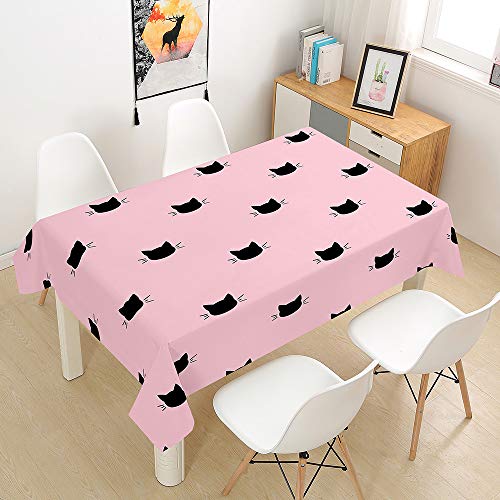 Oduo Tischdecke Wasserdicht Polyester Rechteckig, Katze Bedruckte Tischdecke Pflegeleicht Fleckschutz Ölfest Abwaschbar Outdoor Garten Deko Farbe & Größe Wählbar (Katzenschatten,140x140cm) von Oduo