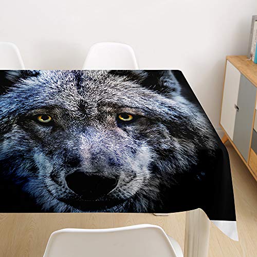 Oduo Tischdecke Wasserdicht Polyester Rechteckig, Tischdecke mit 3D Tierdruck Pflegeleicht Fleckschutz Ölfest Abwaschbar Outdoor Garten Deko Farbe & Größe Wählbar (Grauer Wolf,140x200cm) von Oduo