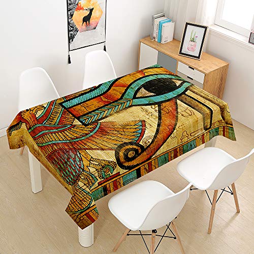 Oduo Tischdecke Wasserdicht Polyester Rechteckig, Tischdecke mit Alte Ägypten-Serie Pflegeleicht Fleckschutz Ölfest Abwaschbar Outdoor Garten Deko Farbe & Größe Wählbar (Adler,140x220cm) von Oduo