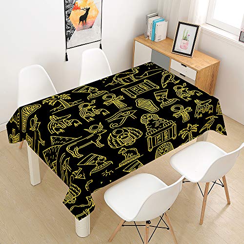 Oduo Tischdecke Wasserdicht Polyester Rechteckig, Tischdecke mit Alte Ägypten-Serie Pflegeleicht Fleckschutz Ölfest Abwaschbar Outdoor Garten Deko Farbe & Größe Wählbar (Golden,60x60cm) von Oduo